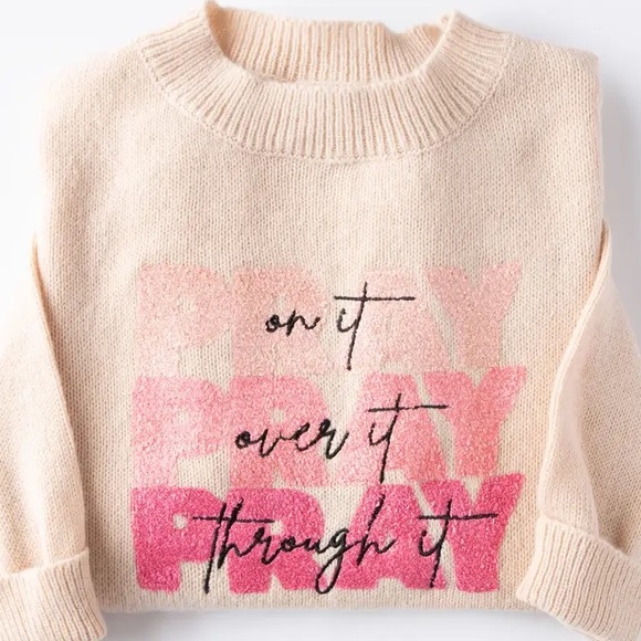 NWT Pray on It Cozy Embellished Sweater Size Small - Picture 4 of 6